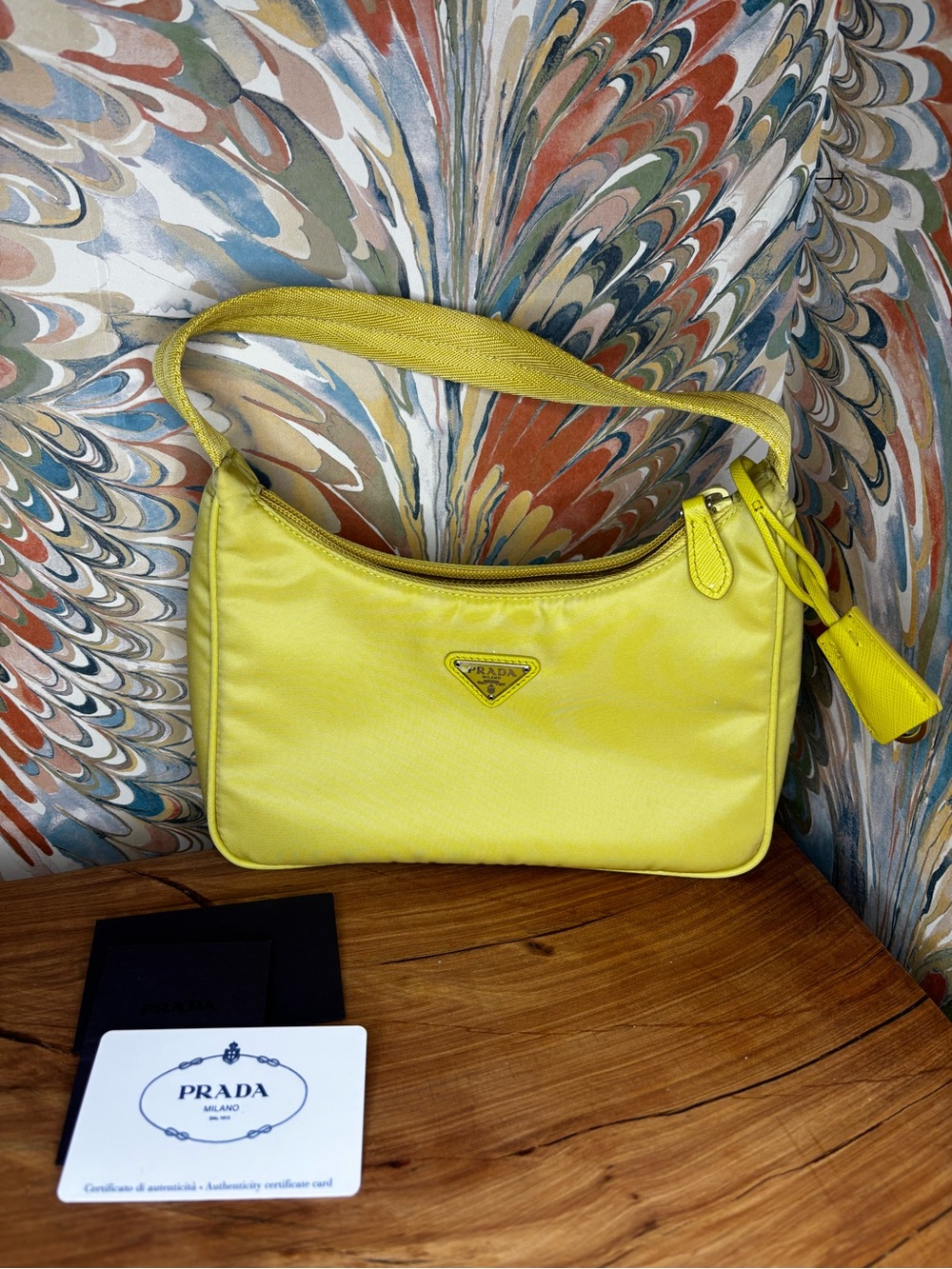 Prada “Ananas” Yellow Nylon Shoulder Bag Y2K Re-edition